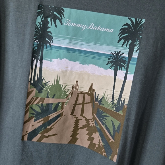 Tommy Bahama Men's Green Medium 💯 Cotton T-Shirt - Picture 3 of 9